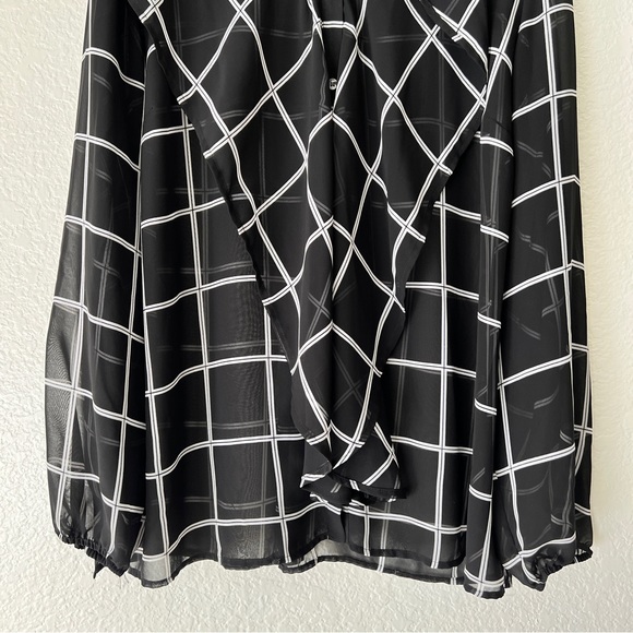 Charter Club Plaid Semi Sheer Rainfall Long Sleeve Blouse Size Large - Picture 3 of 8
